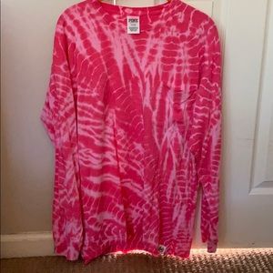 Pink long sleeve tie dye tee